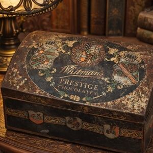 Antique Whitman’s Prestige Chocolates Tin Box  1920s–1930s Candy Advertising Tin